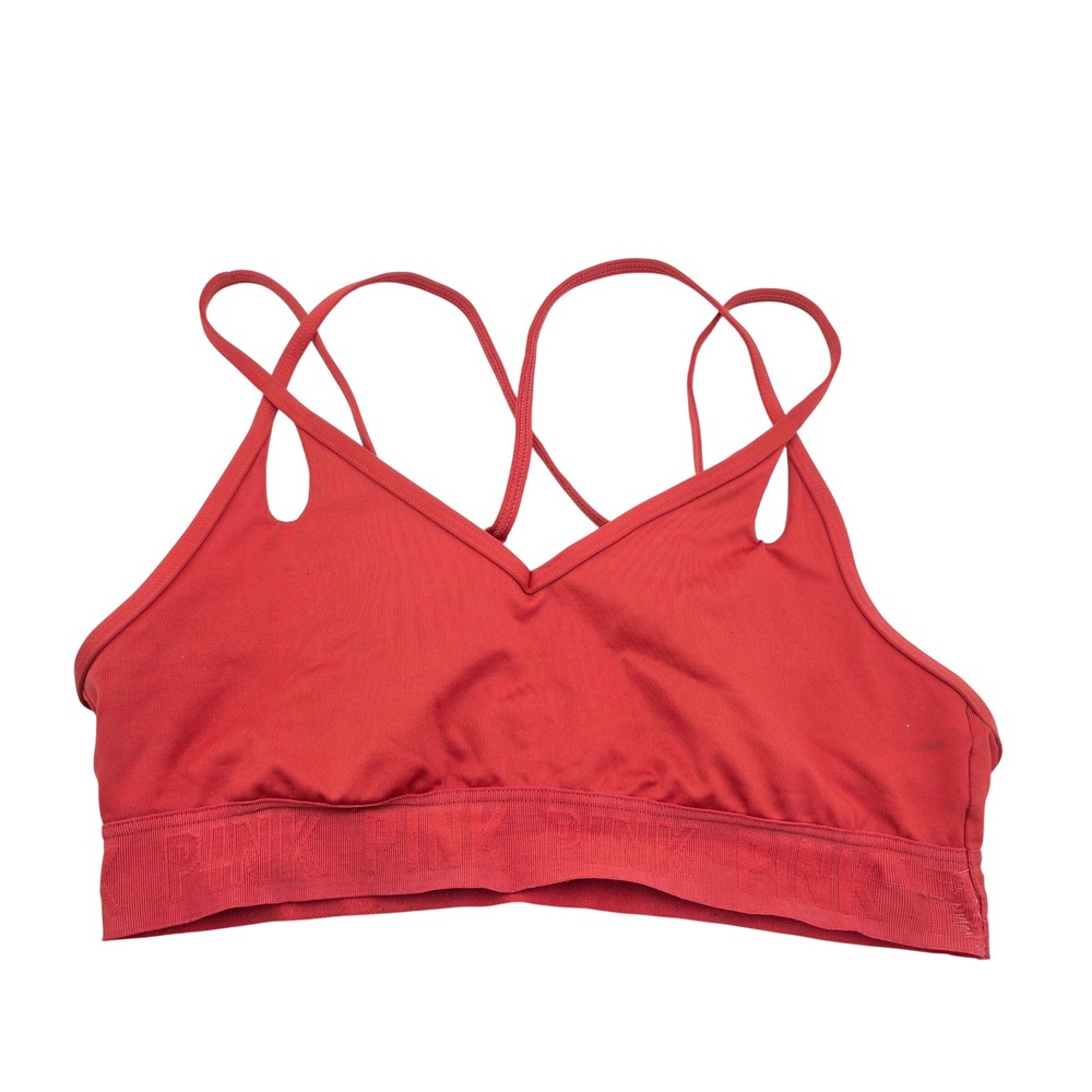 Pink Victoria's Secret Active Strappy Sports Bra Red Lightly Lined 347661-0D4 S